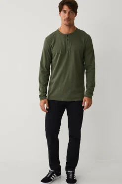 Ellos Collection Langærmet t-shirt med knaplukning grøn Outlet