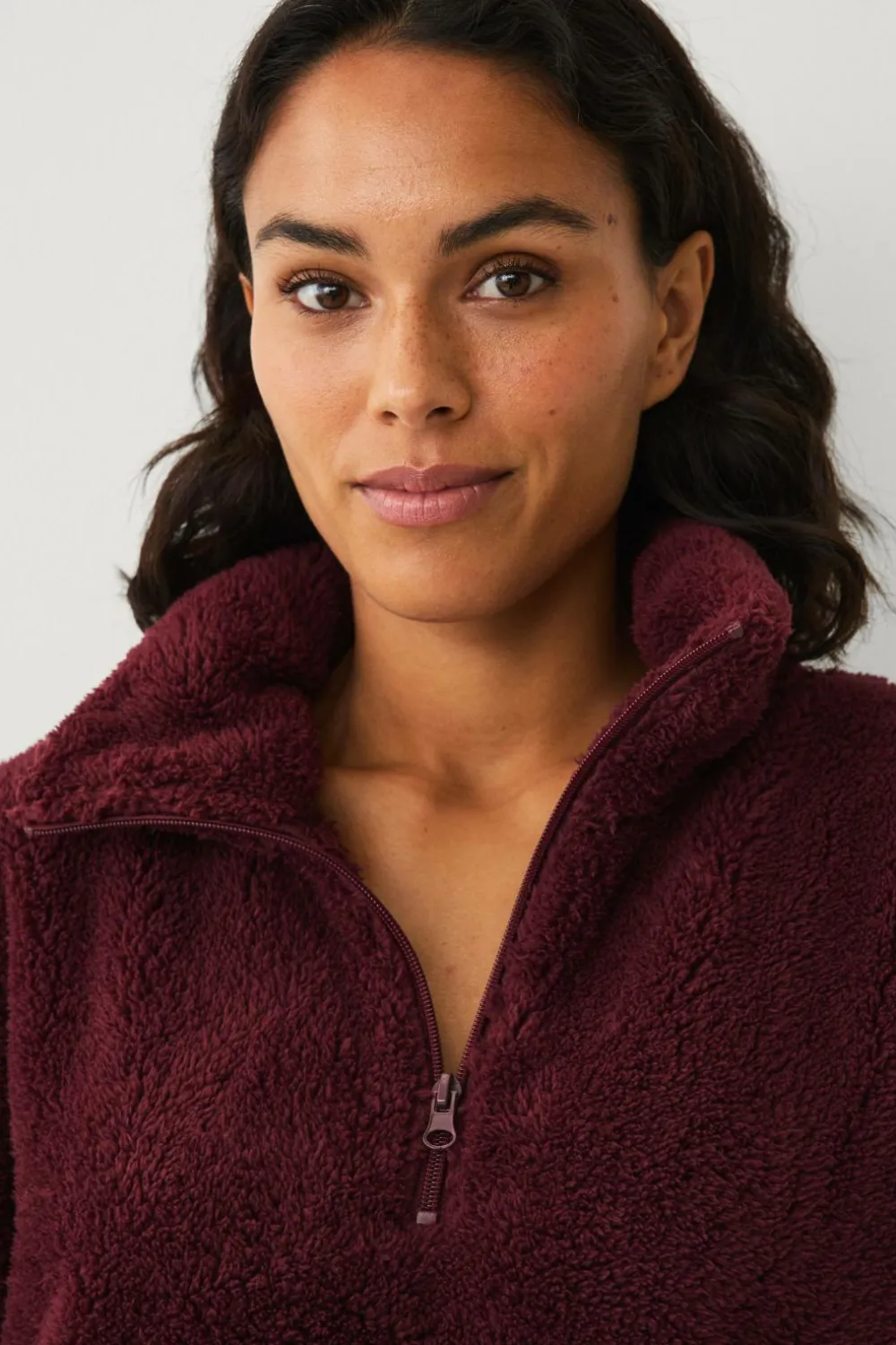 Ellos Loungewear & Homewear>Collection Lang trøje i pile bordeaux