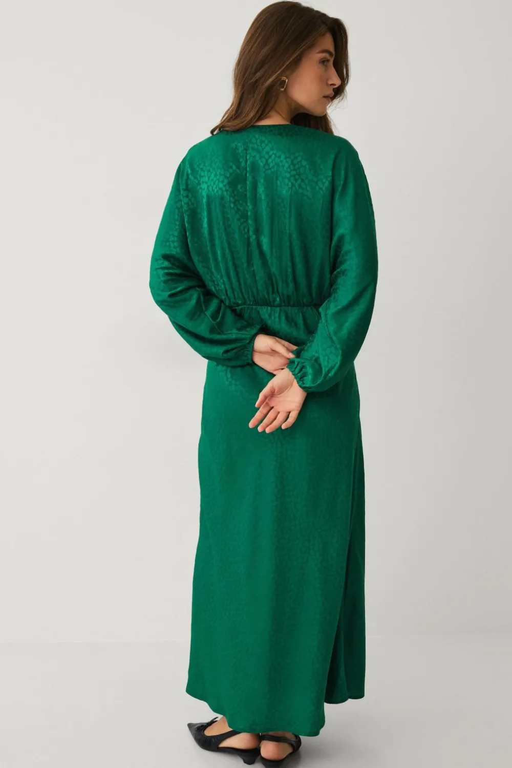Ellos Collection Maxi kjole med pingvinærmer Grøn Online