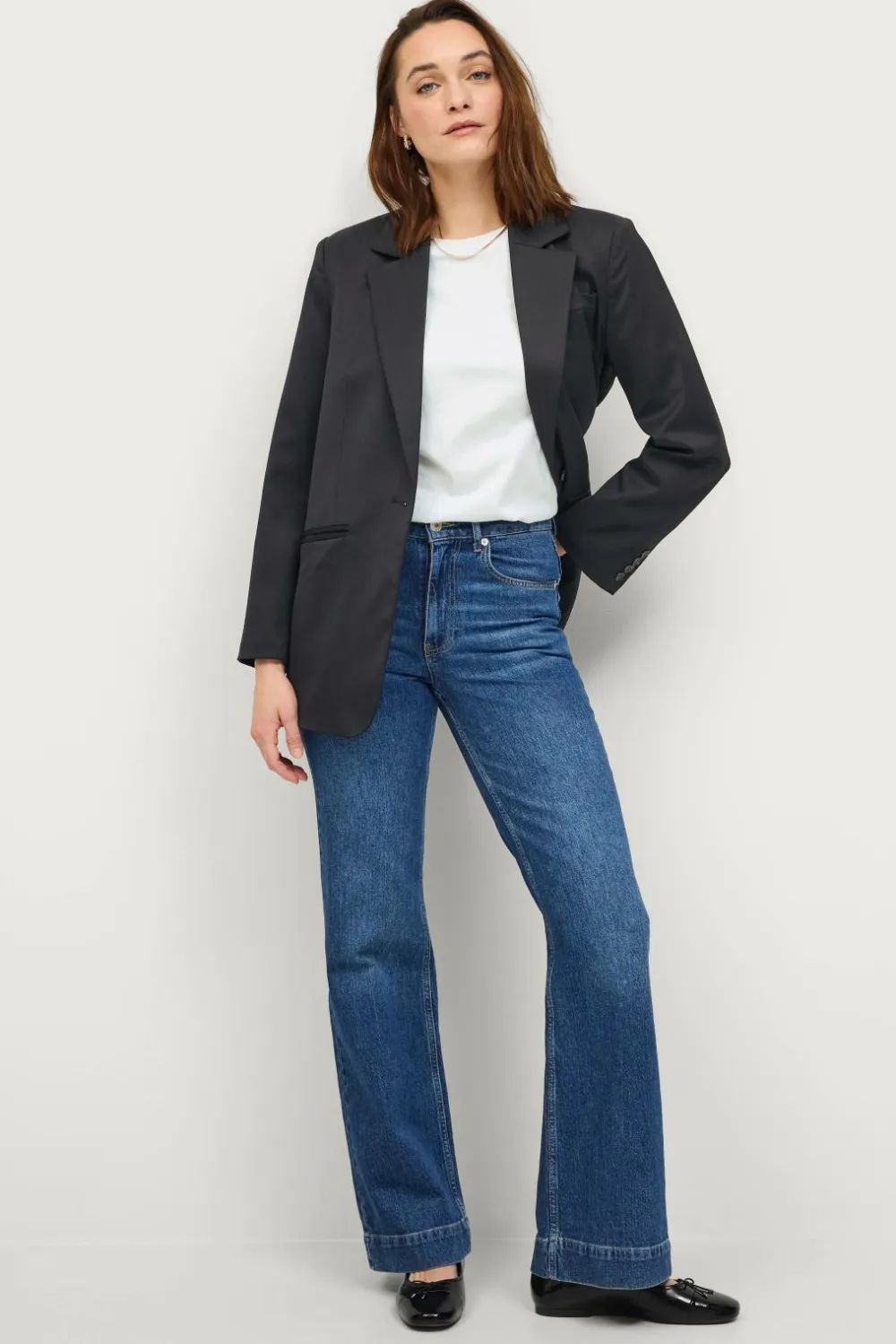 Ellos Collection Med svaj jeans med høj talje Denim blå Sale
