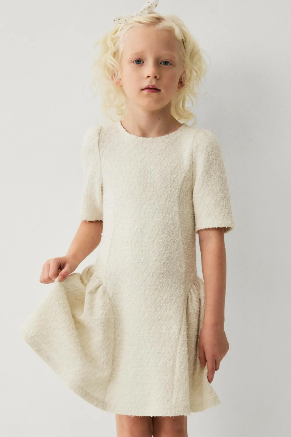 Ellos Kjoler>Collection Mini kjole i tweed Creme