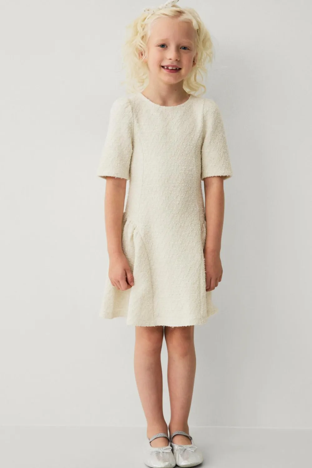 Ellos Kjoler>Collection Mini kjole i tweed Creme