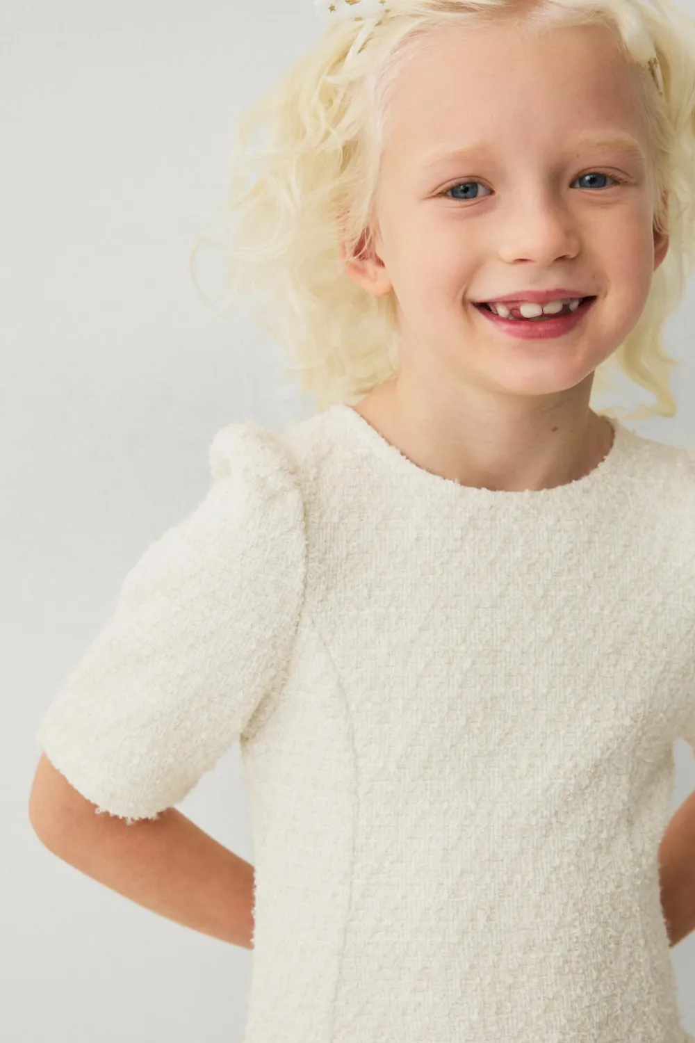 Ellos Kjoler>Collection Mini kjole i tweed Creme