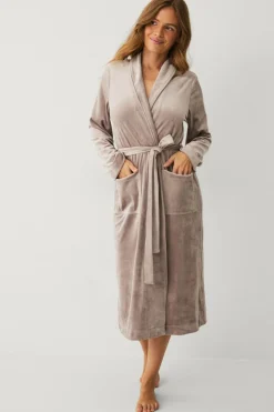 Ellos Collection Morgenkåbe i velour Beige Online