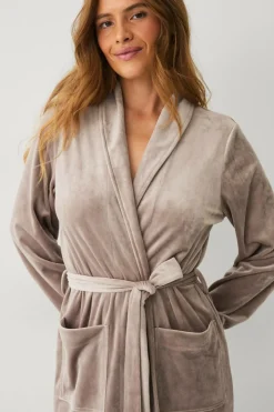 Ellos Collection Morgenkåbe i velour Beige Online
