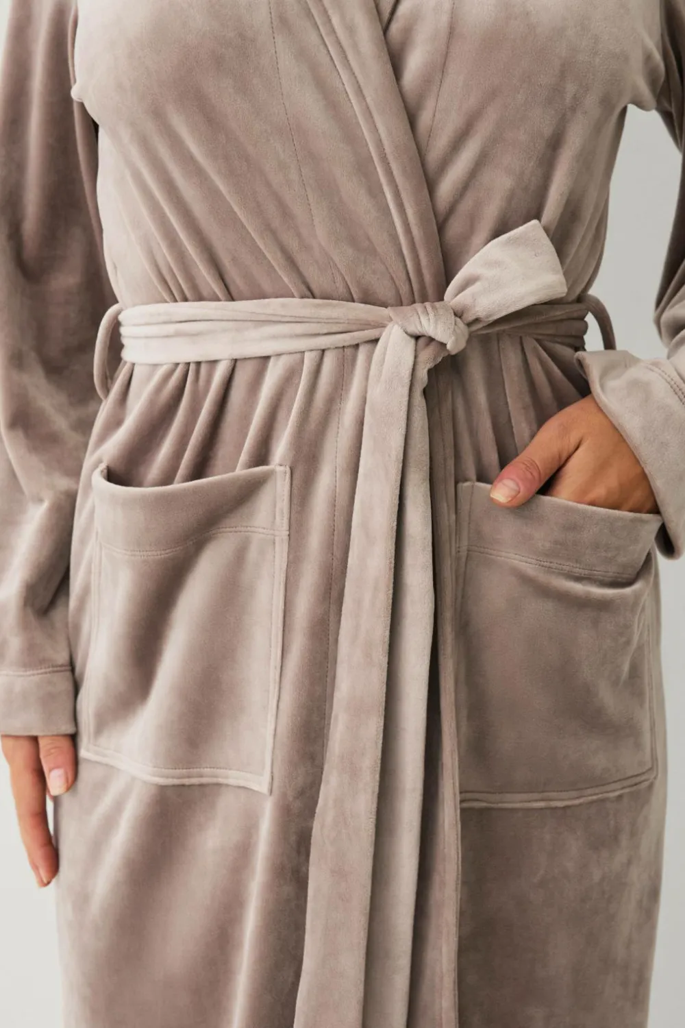 Ellos Collection Morgenkåbe i velour Beige Online