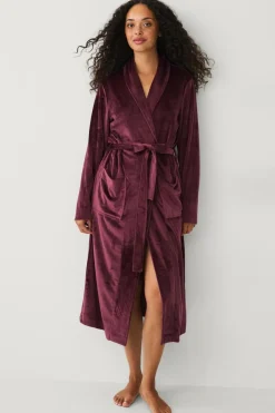 Ellos Collection Morgenkåbe i velour burgunder Clearance