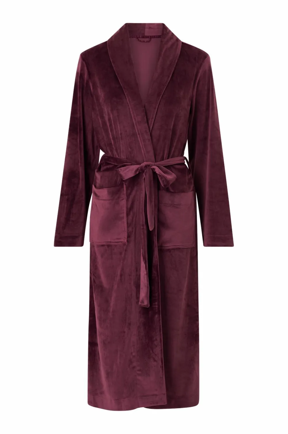 Ellos Collection Morgenkåbe i velour burgunder Clearance