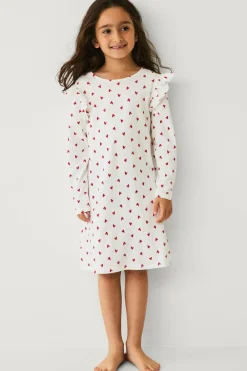 Ellos Nattøj & Homewear>Collection Natkjole i bomuldsjersey beige hjerte-mønstret