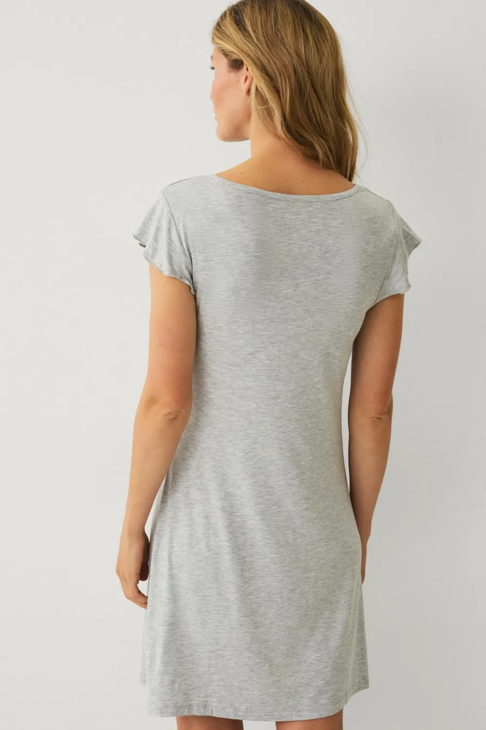 Ellos Collection Natkjole med halv knaplukning Grå Online