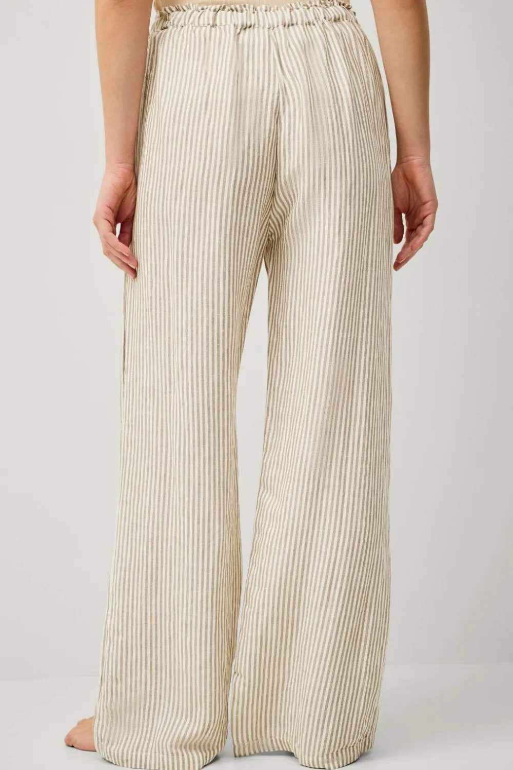 Ellos Collection Natbukser i hørblanding Hvid/beige Online