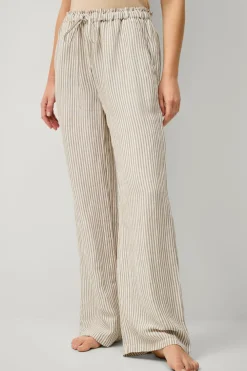 Ellos Collection Natbukser i hørblanding Hvid/beige Online