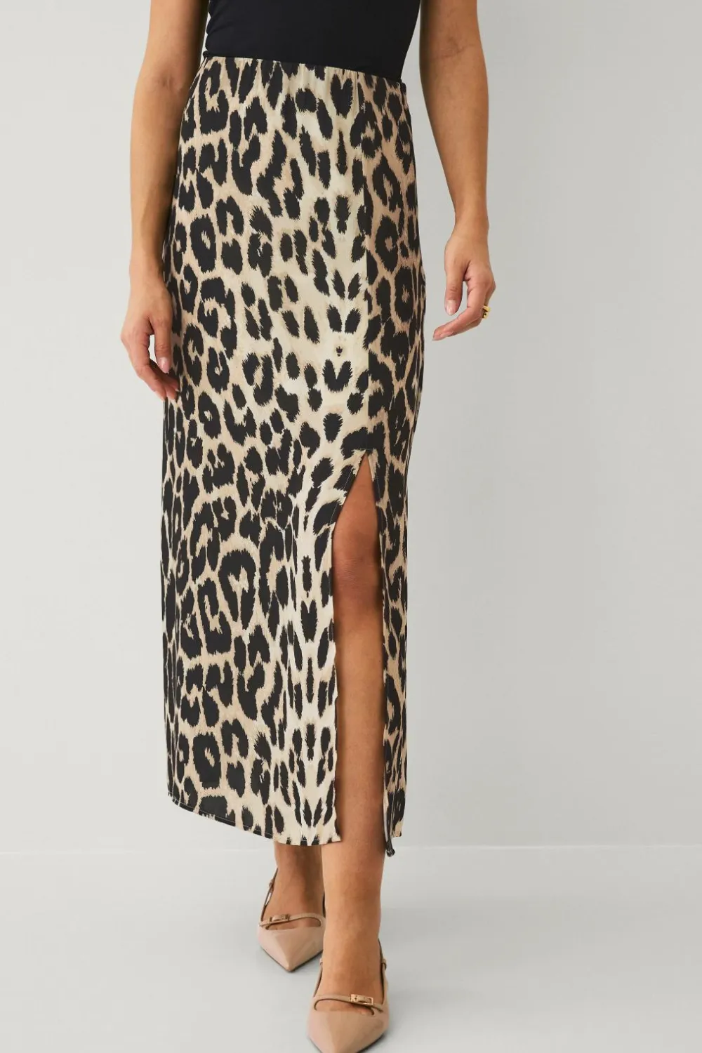Ellos Collection Nederdel med slids Leopardmønstret New