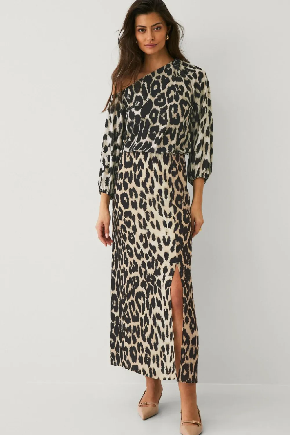 Ellos Collection Nederdel med slids Leopardmønstret New