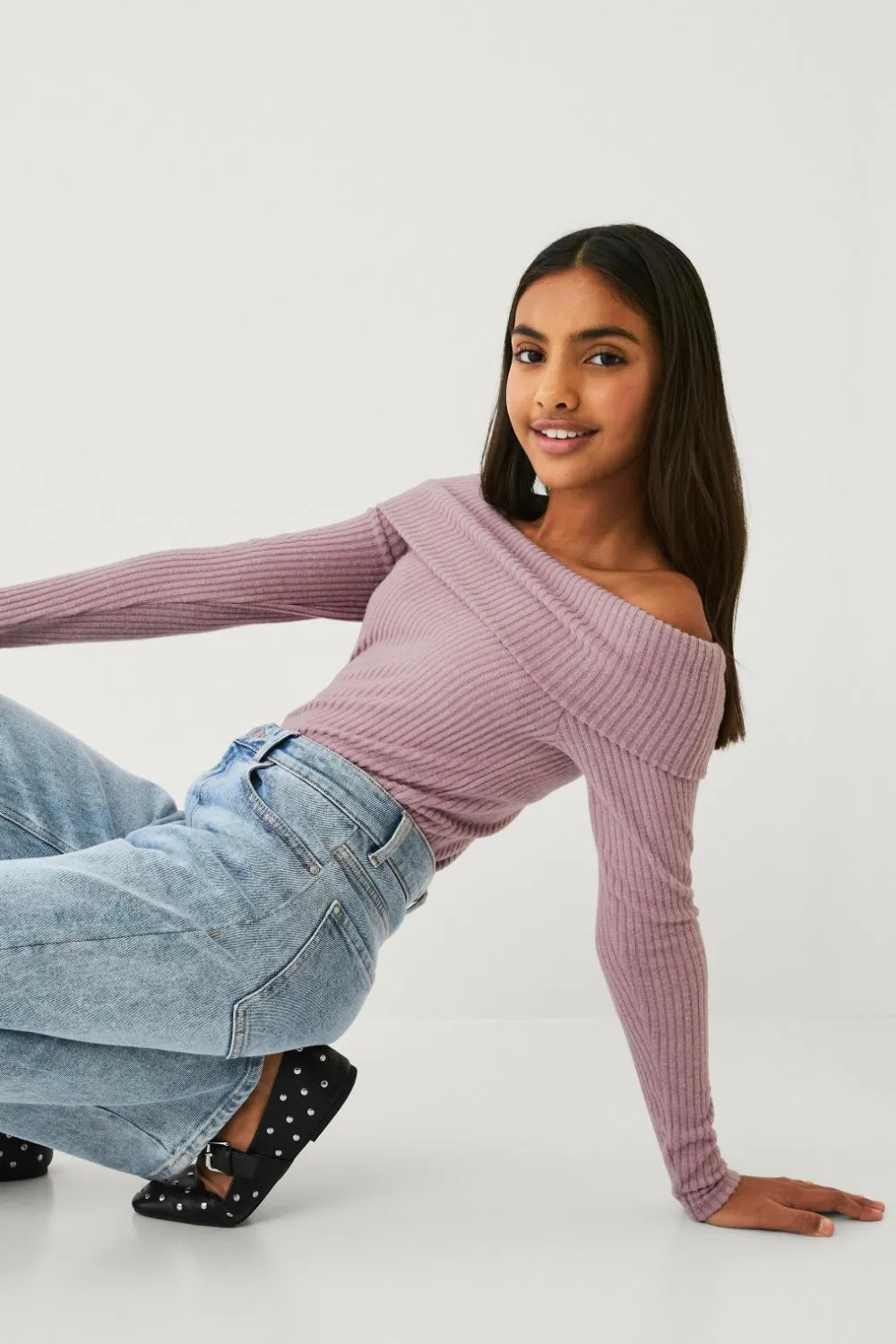 Ellos Trøjer & Cardigans>Collection Off shoulder top Hazel Lilla