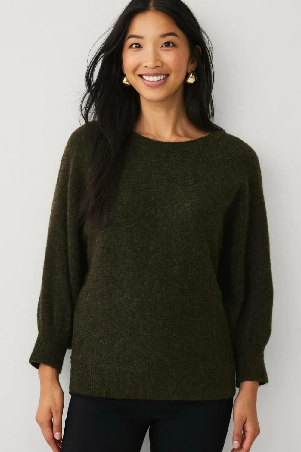Ellos Trøjer & Cardigans>Collection Pullover med flagermusærmer Grøn