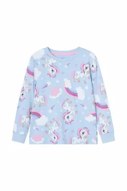 Ellos Collection Pyjamassæt i bomuldsjersey Blå enhjørning mønstret