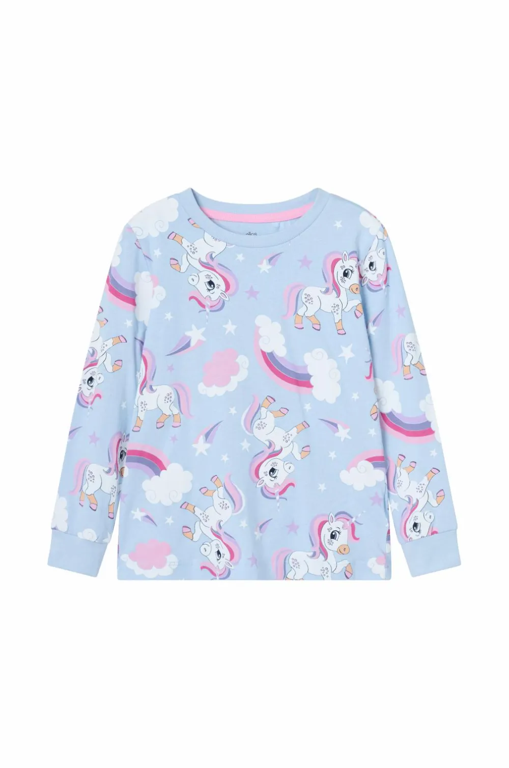 Ellos Collection Pyjamassæt i bomuldsjersey Blå enhjørning mønstret