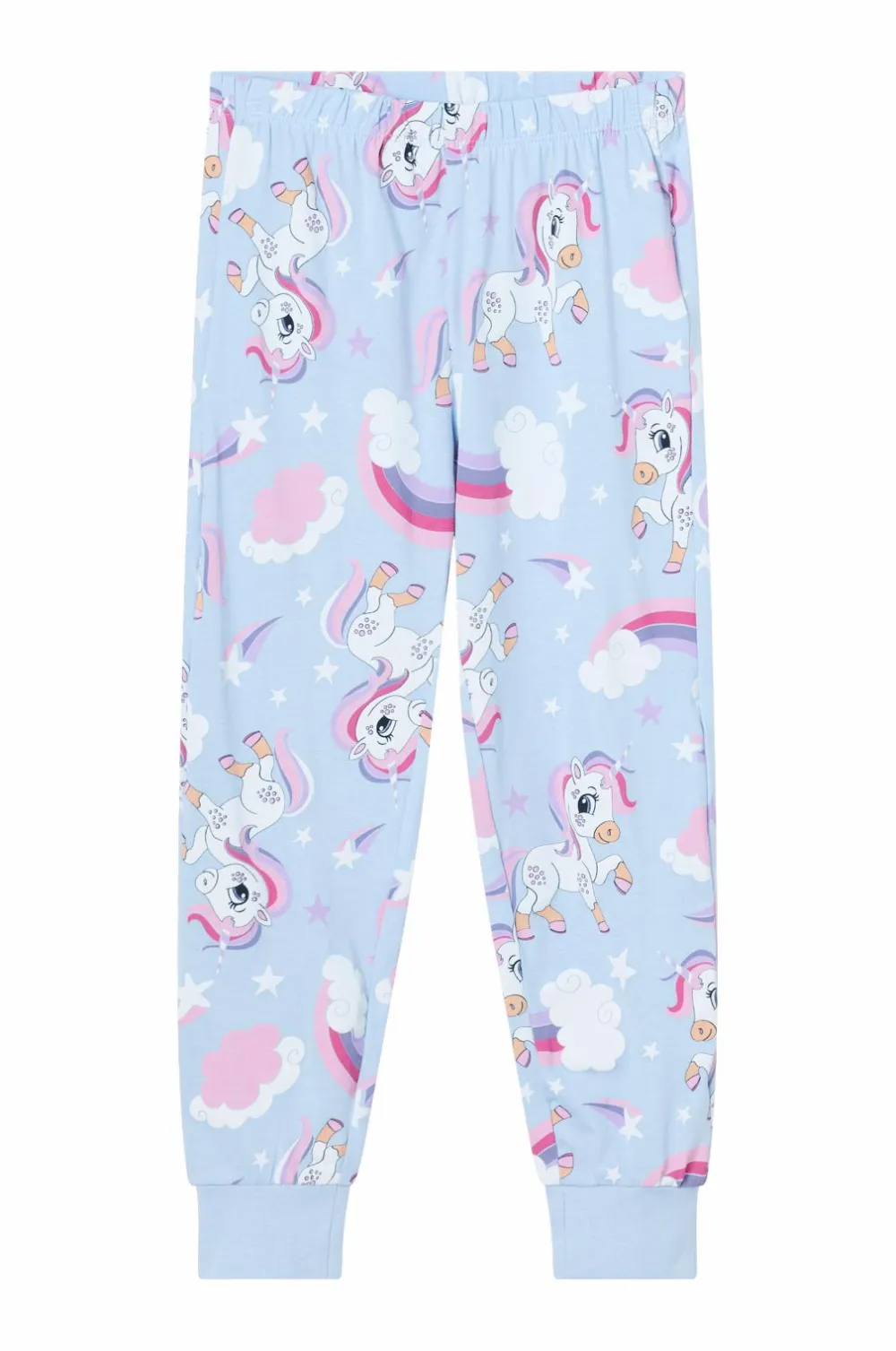 Ellos Collection Pyjamassæt i bomuldsjersey Blå enhjørning mønstret