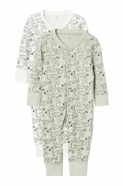 Ellos Nattøj & Homewear>Collection Pyjamas 2-pack Juno Baby Lysegrøn mønstret+offwhite mønstret