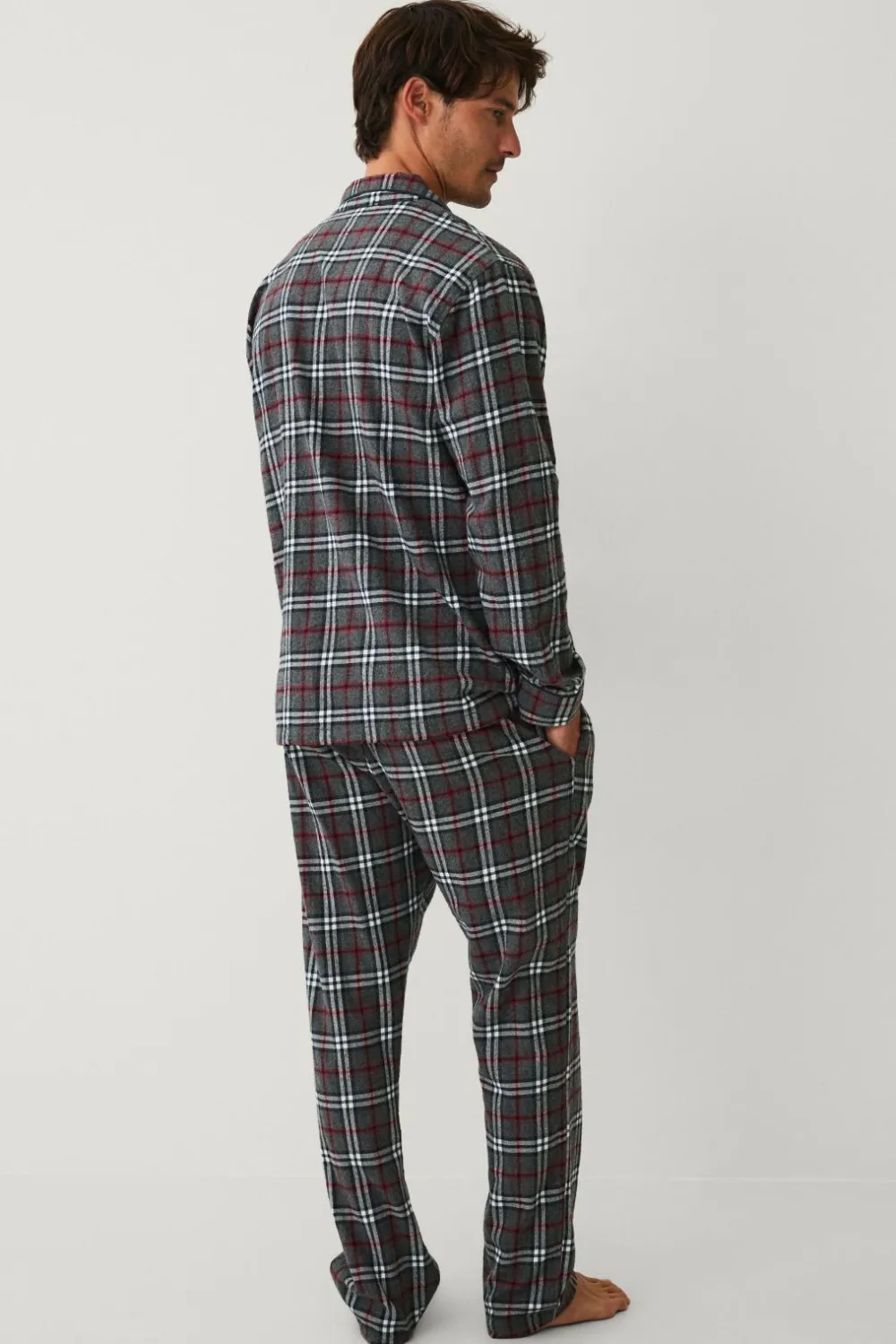 Ellos Collection Pyjamassæt i flonel Grårutig