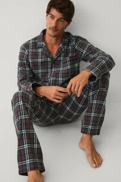 Ellos Collection Pyjamassæt i flonel Grårutig