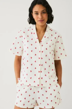 Ellos Collection Pyjamas i seersucker Hvidrød Outlet