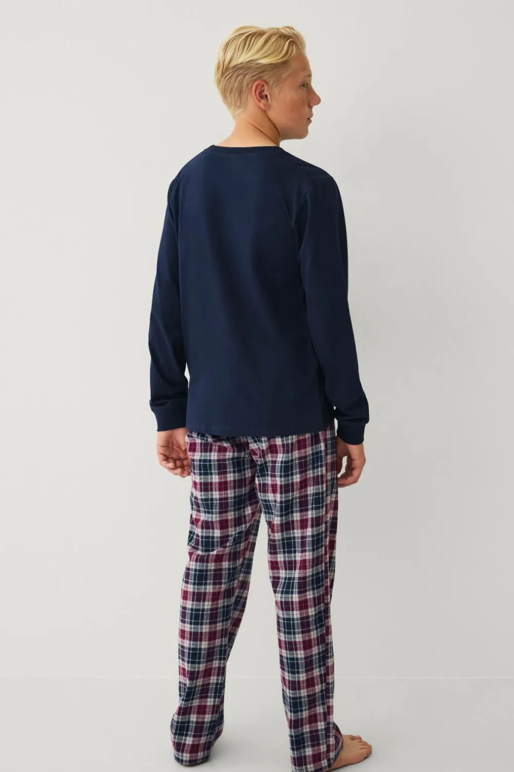 Ellos Nattøj & Homewear>Collection Pyjamassæt Blå/vinrød rutig