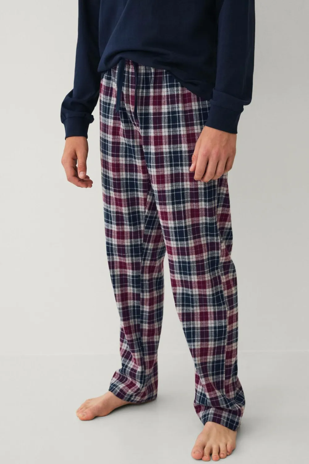 Ellos Nattøj & Homewear>Collection Pyjamassæt Blå/vinrød rutig