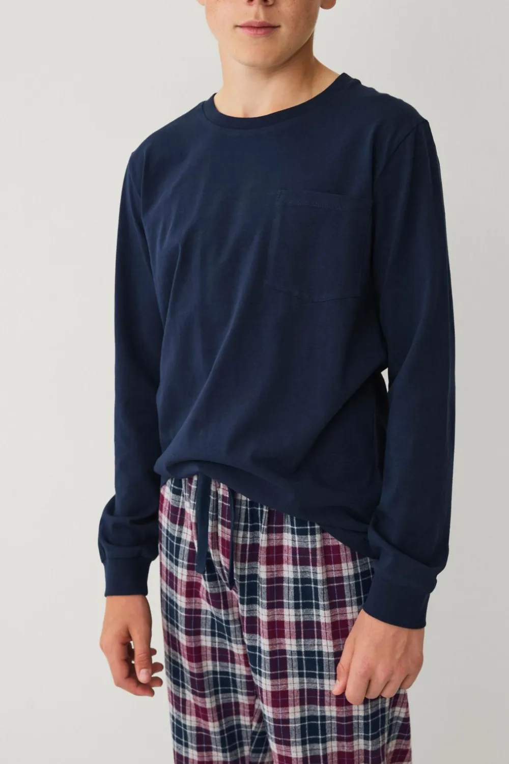 Ellos Nattøj & Homewear>Collection Pyjamassæt Blå/vinrød rutig