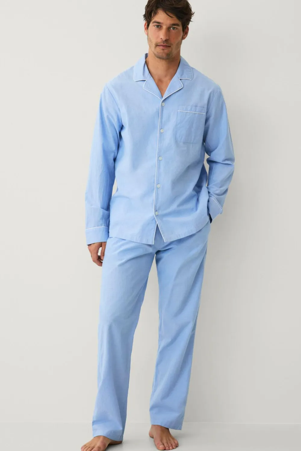Ellos Nattøj & Homewear>Collection Pyjamassæt i bomuldsbatist 2 dele Lyseblå