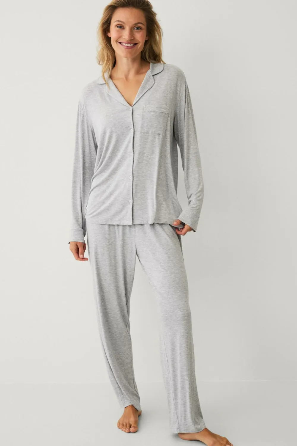 Ellos Nattøj>Collection Pyjamassæt Gråmeleret