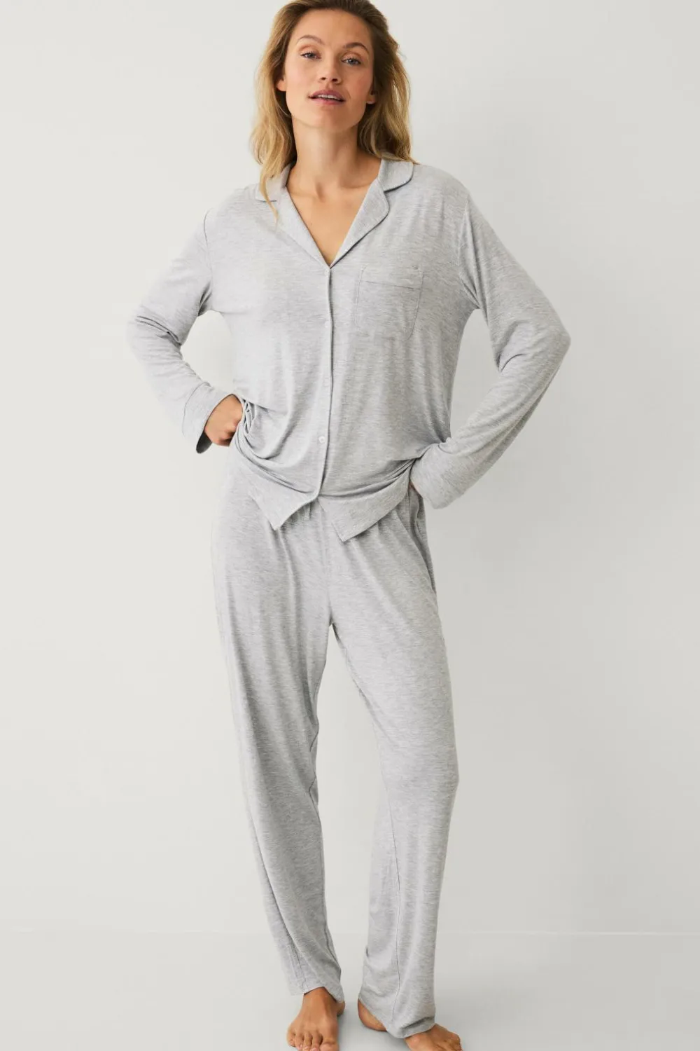 Ellos Nattøj>Collection Pyjamassæt Gråmeleret