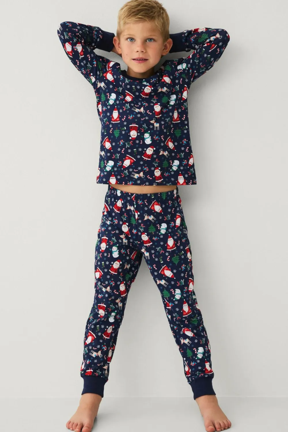 Ellos Nattøj & Homewear>Collection Pyjamassæt med print Blå julemønstret