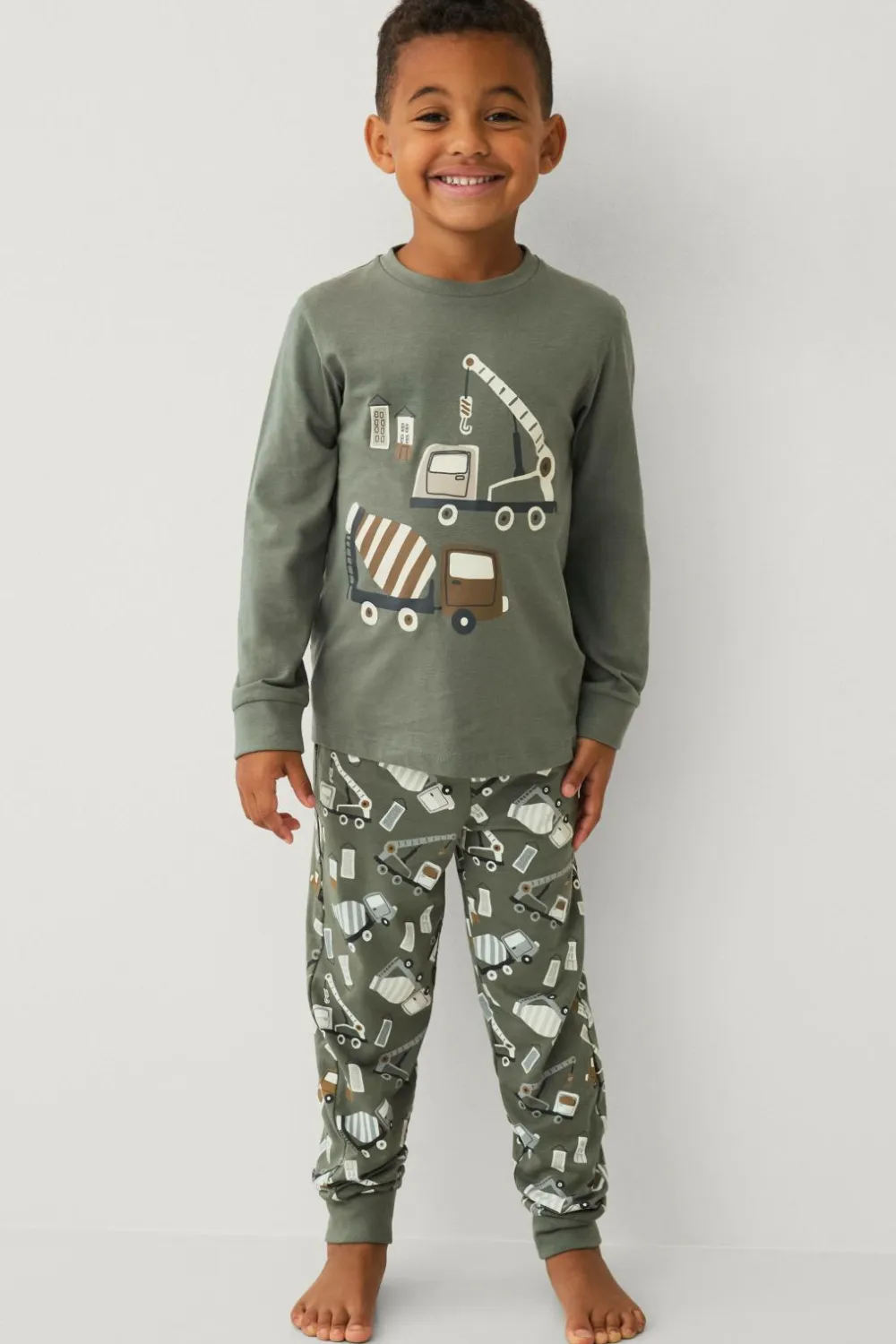 Ellos Collection Pyjamas med tryk Grøn diggers Clearance
