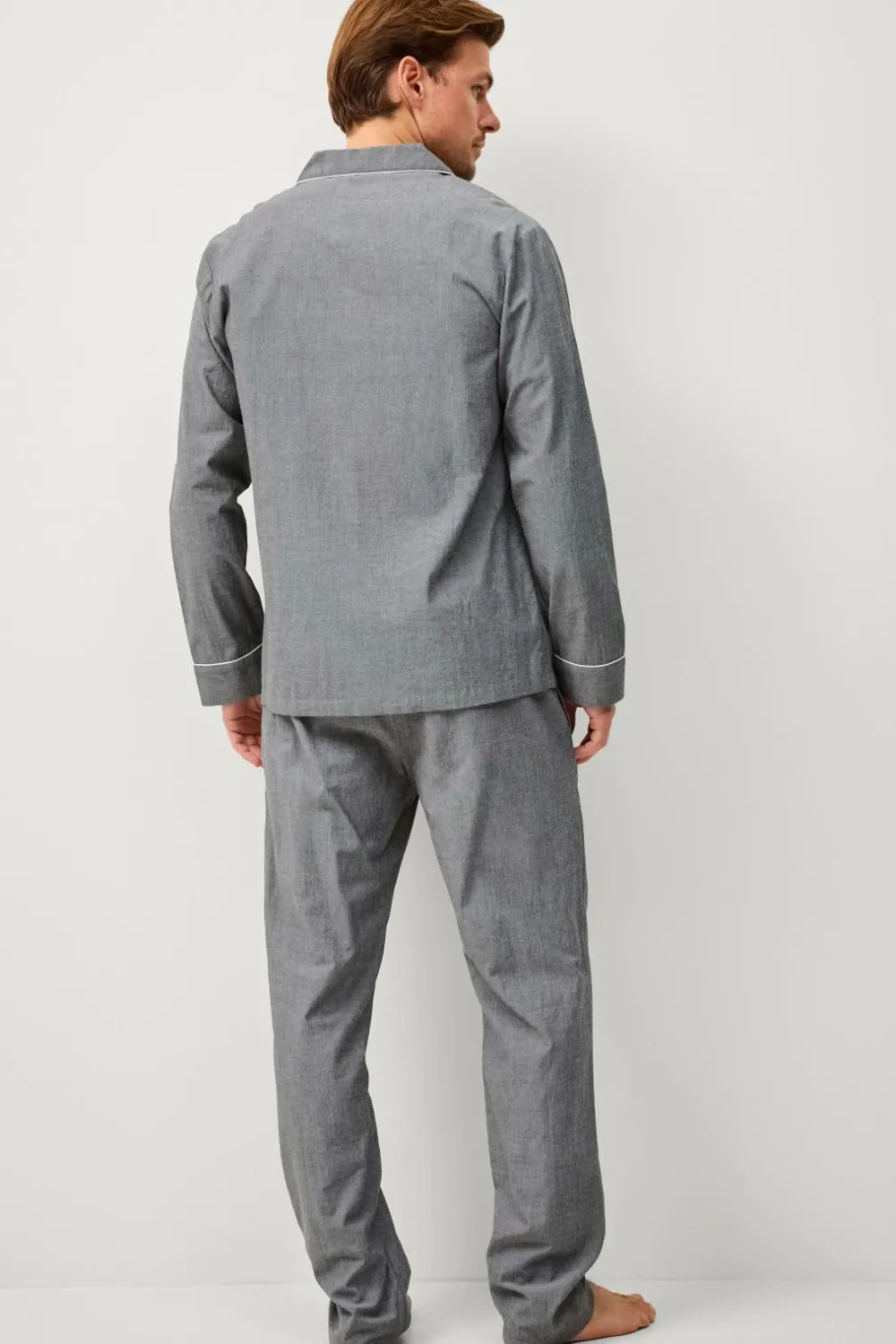 Ellos Nattøj & Homewear>Collection Pyjamassæt i bomuldsbatist 2 dele Grå