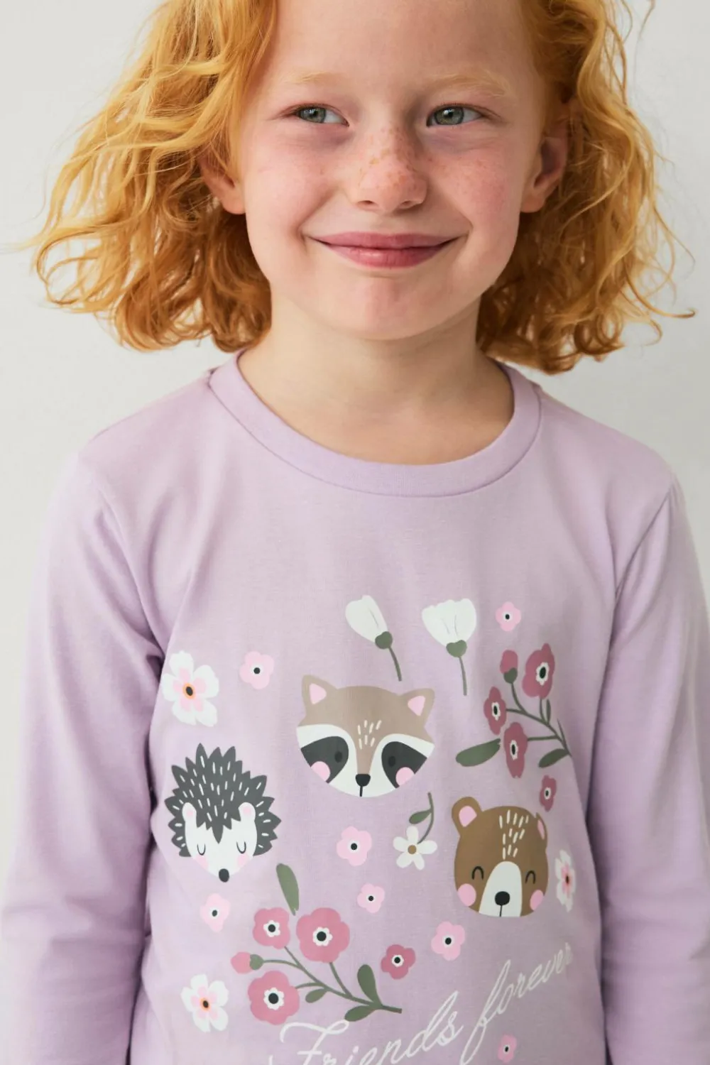 Ellos Collection Pyjamassæt i bomuldsjersey Lilla mønstret Discount