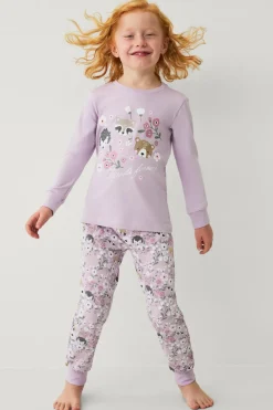 Ellos Collection Pyjamassæt i bomuldsjersey Lilla mønstret Discount