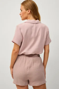 Ellos Collection Pyjamasskjorte i bomuld Lyserød Outlet