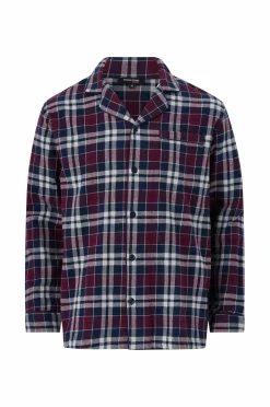 Ellos Collection Pyjamassæt i flonel blå/vinrød rutet New