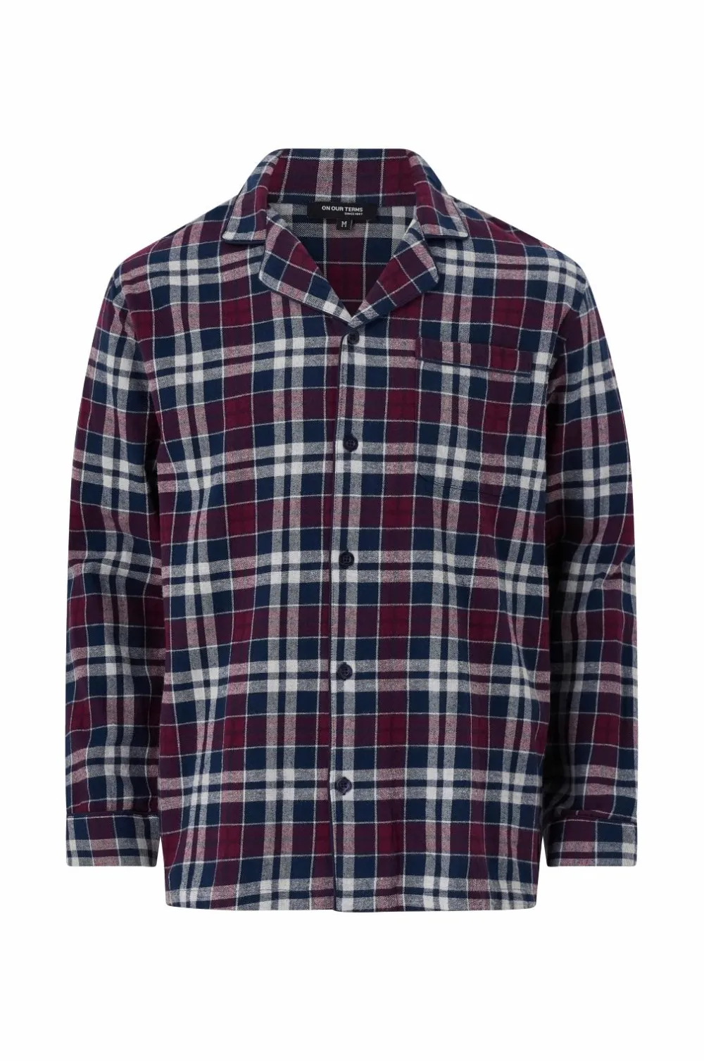 Ellos Collection Pyjamassæt i flonel blå/vinrød rutet New
