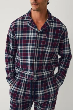 Ellos Collection Pyjamassæt i flonel blå/vinrød rutet New