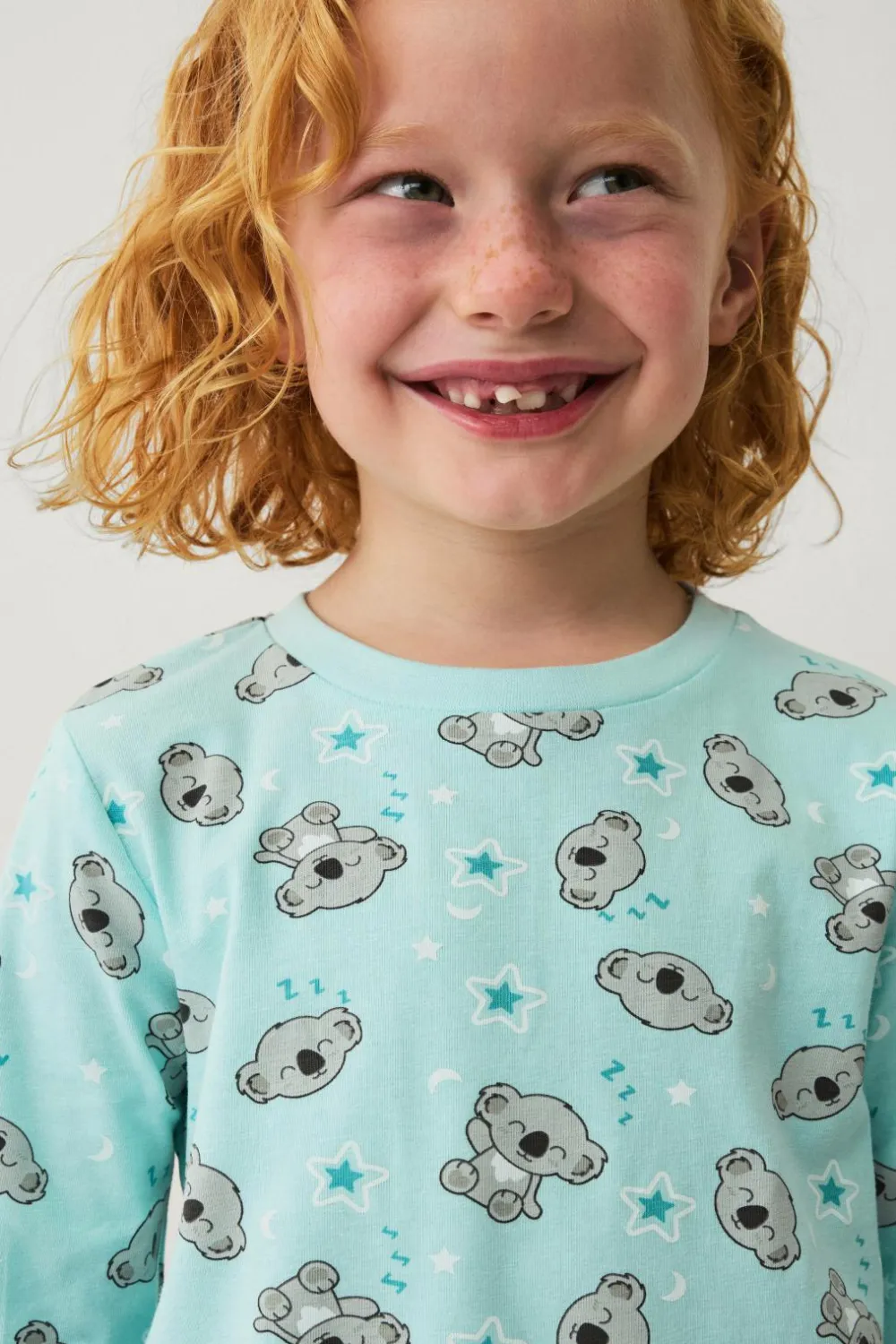 Ellos Collection Pyjamassæt i bomuldsjersey Turkis koala-mønstreret Online