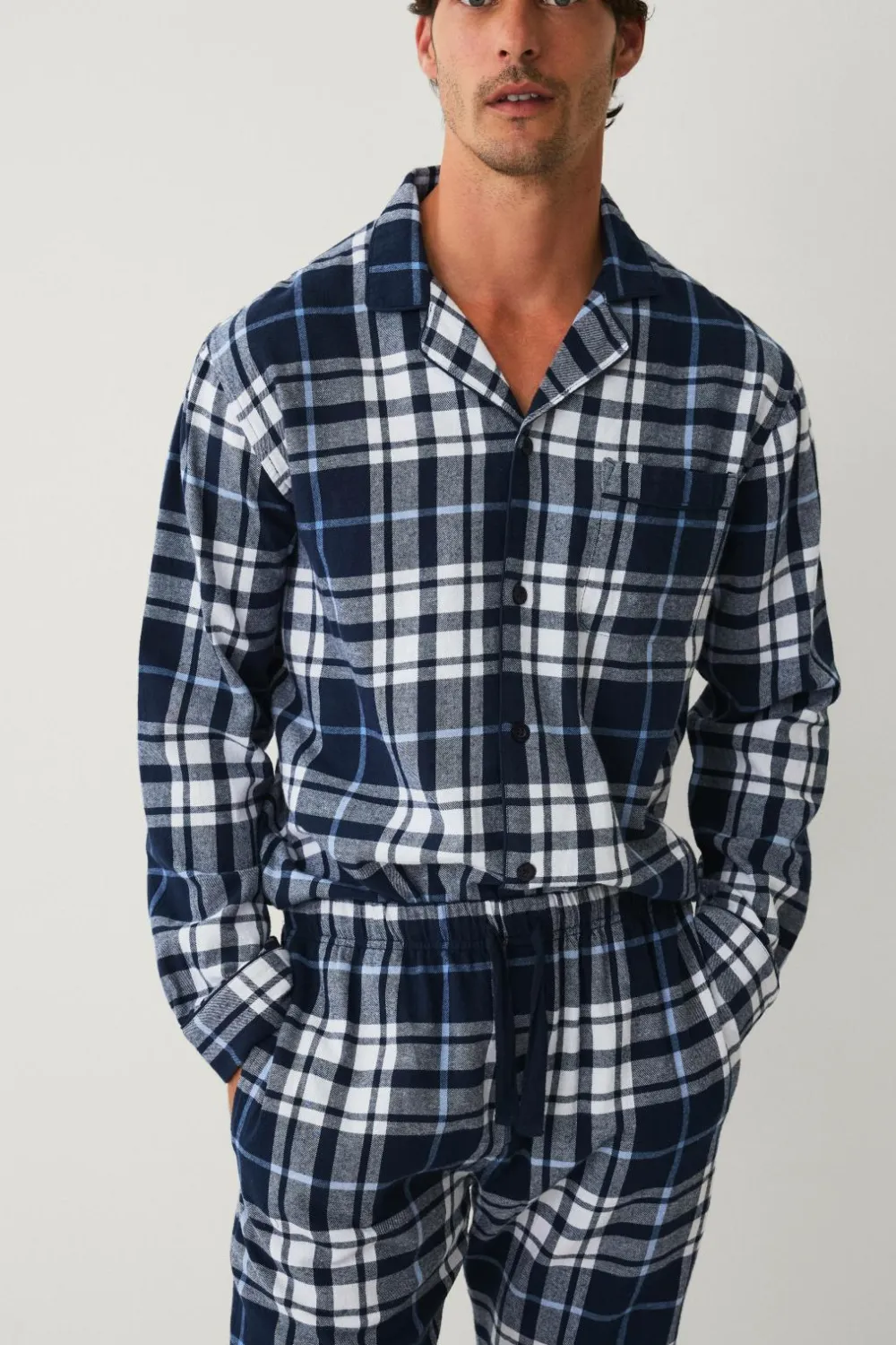 Ellos Nattøj & Homewear>Collection Pyjamassæt i flonel blå