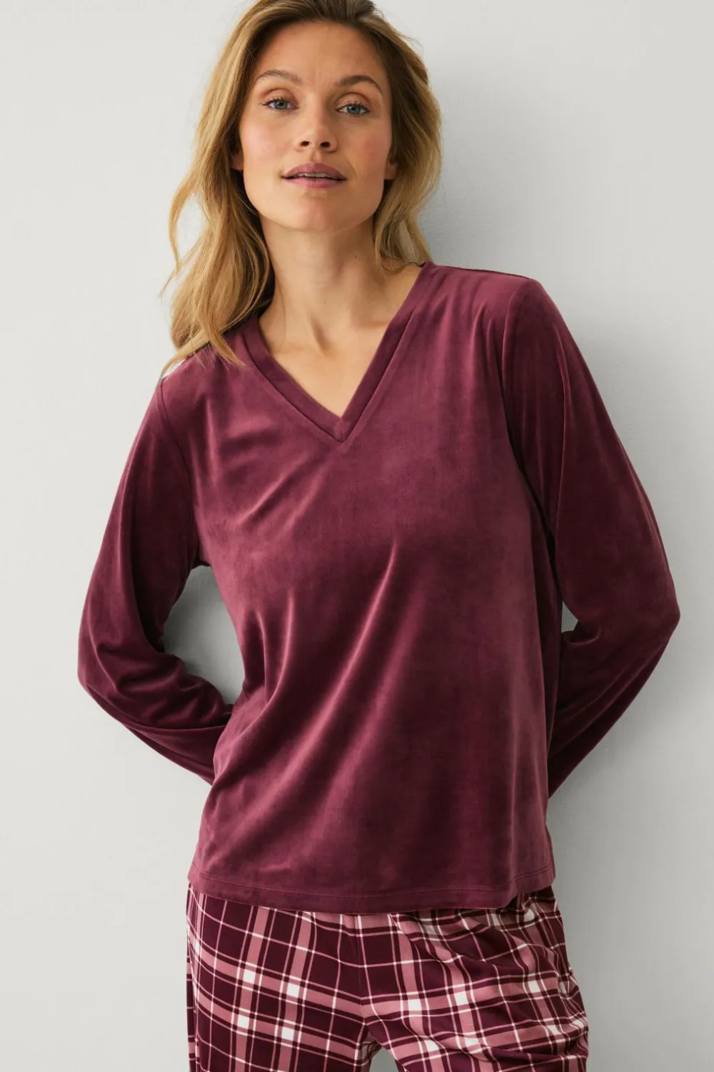 Ellos Collection Pyjamas i velour Rød Outlet