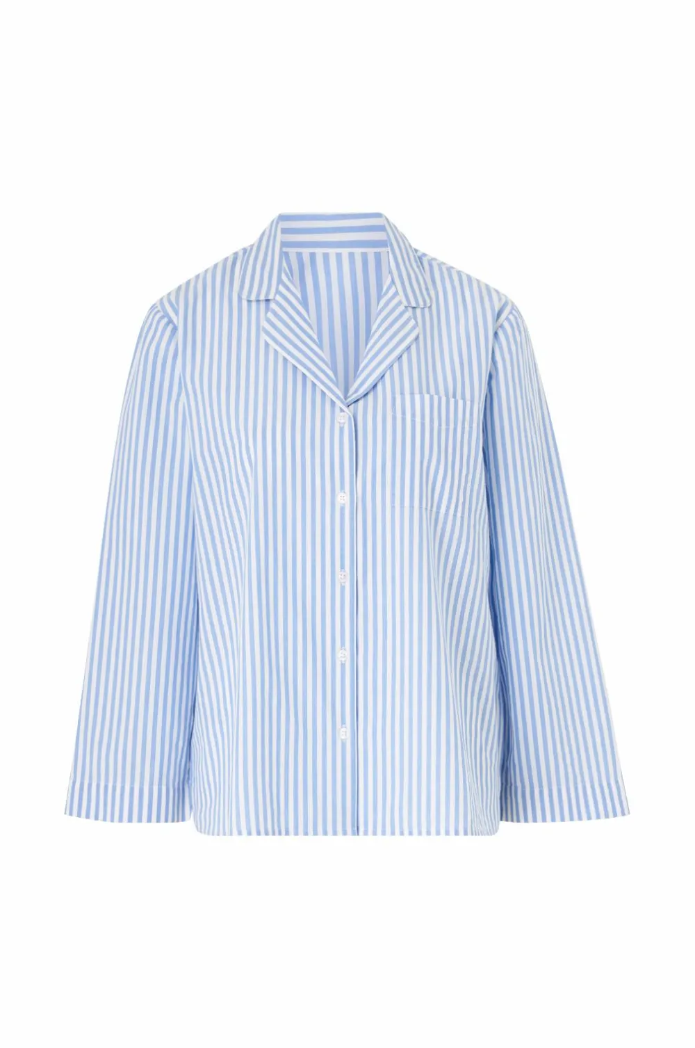 Ellos Collection Pyjamasskjorte med krave og revers blå New