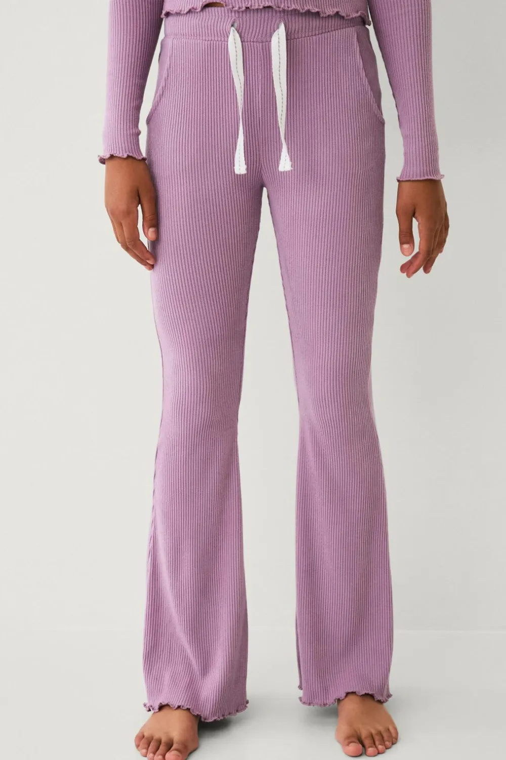 Ellos Nattøj & Homewear|Bukser & Leggings>Collection Ribbede afslappede bukser Rosa