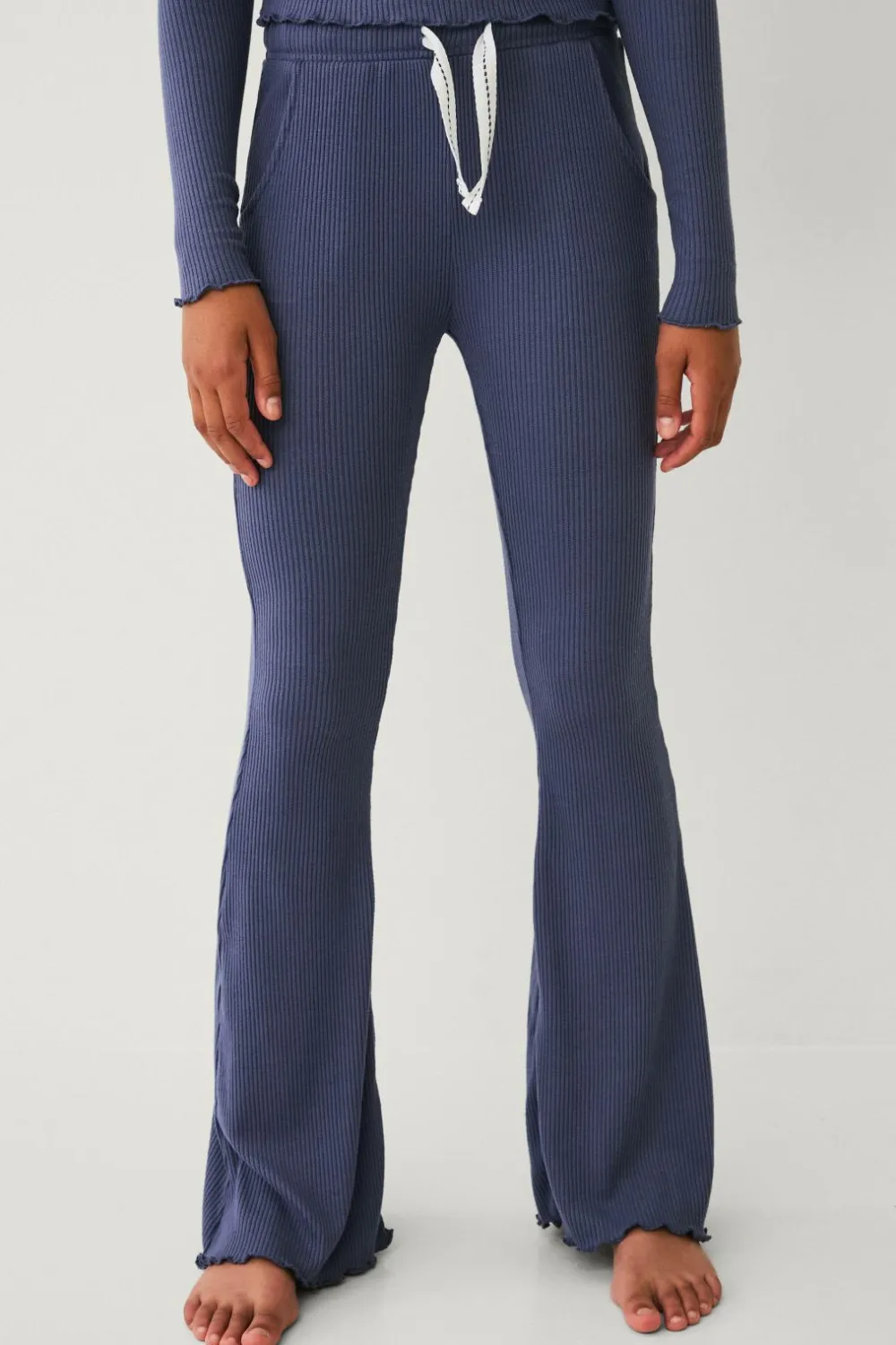 Ellos Nattøj & Homewear|Bukser & Leggings>Collection Ribbede afslappede bukser Blå farve