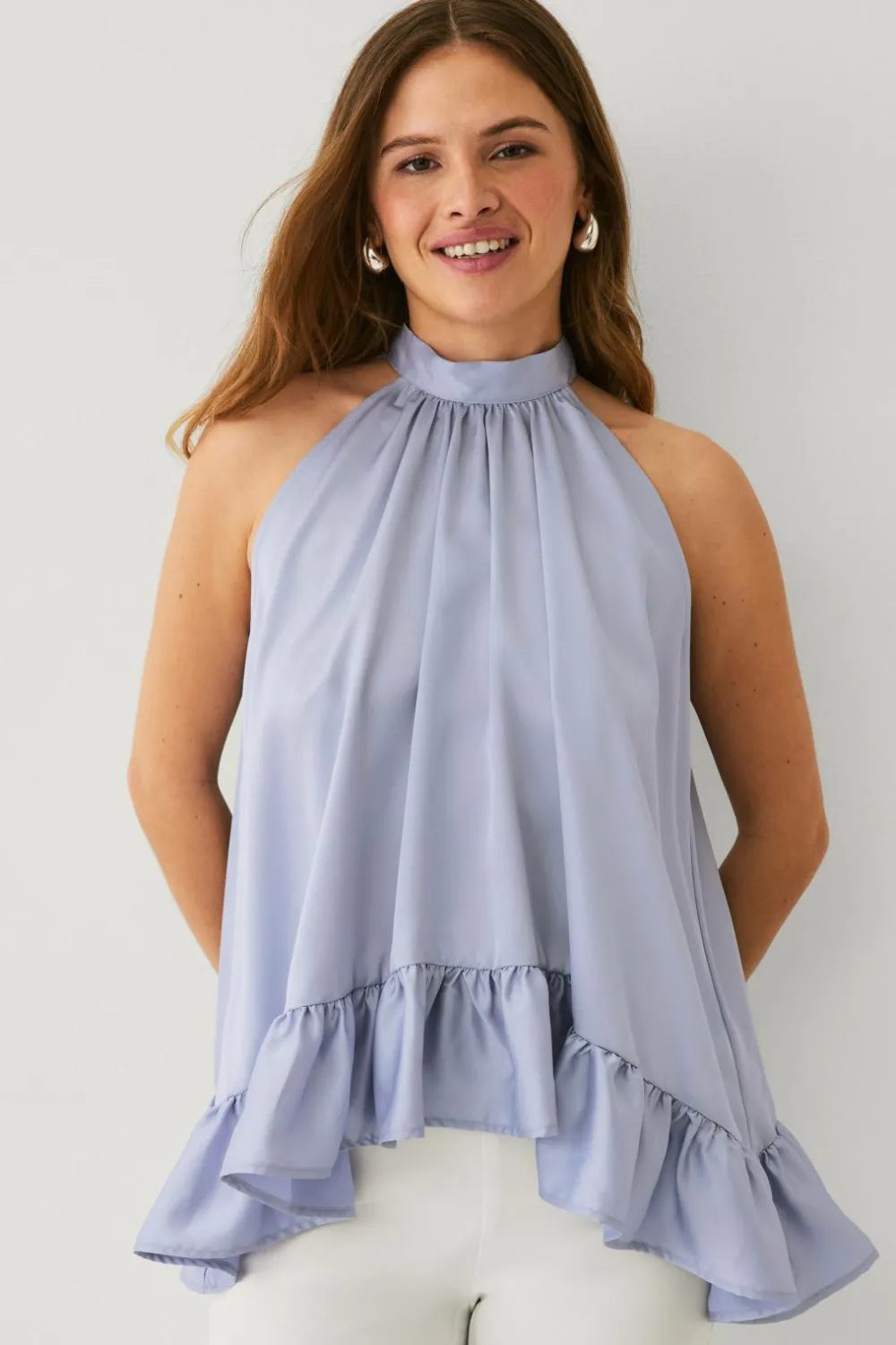 Ellos Skjorter & Bluser>Collection Ærmeløs bluse med dikkedarer Blå