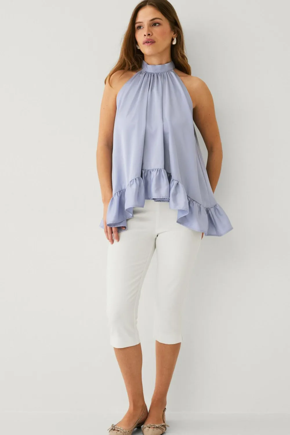 Ellos Skjorter & Bluser>Collection Ærmeløs bluse med dikkedarer Blå